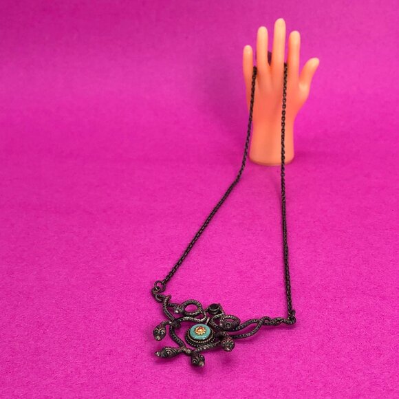 Vintage gothic snake silver pendant necklace 925 - 00G023 - Picture 4 of 5